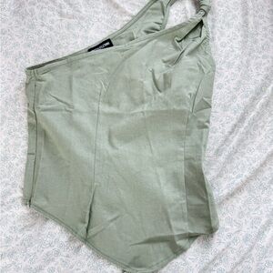 PrettyLittleThing Sage Green Asymmetrical Tank Top